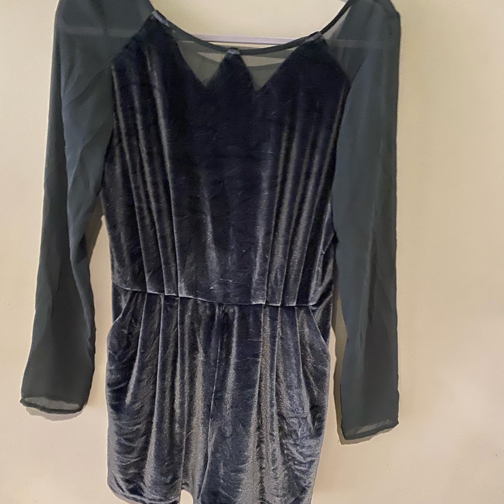 BCBGeneration Long Sleeve Velvet Dress - Dark Gray
